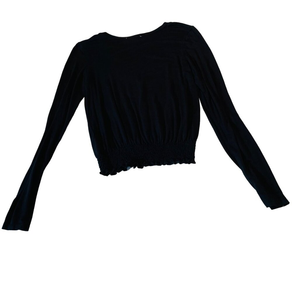 Glitz Black Long Sleeve Top Girls Large L 39% Rayon 5% Spandex Shirred Hem - Picture 7 of 8